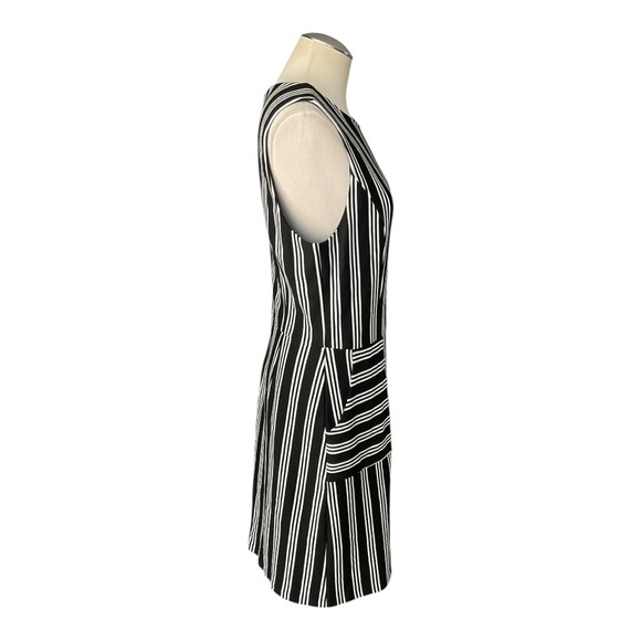 Lark & Ro Black White Striped Sheath Dress Back Zip Size L - Picture 3 of 7